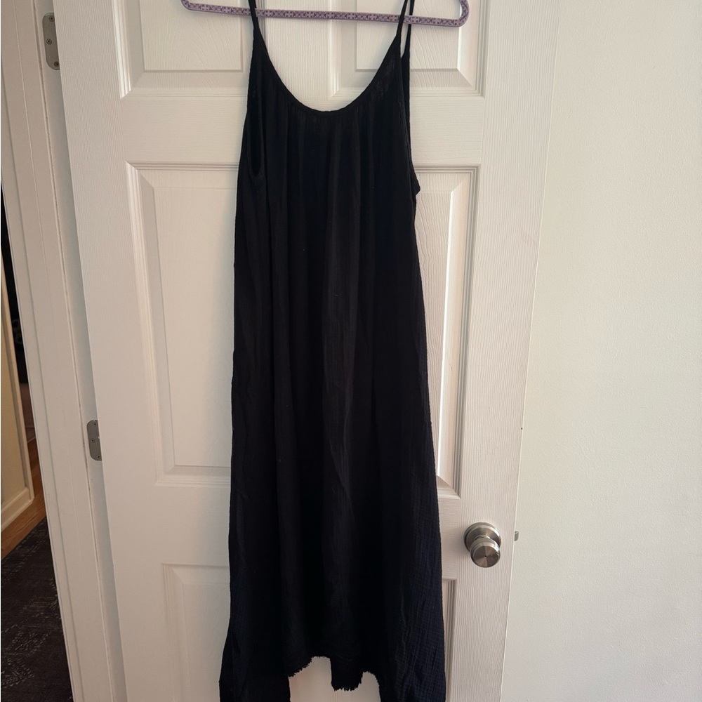 9 Seed Women’s Black Maxi Slip Dress with Spaghetti Straps